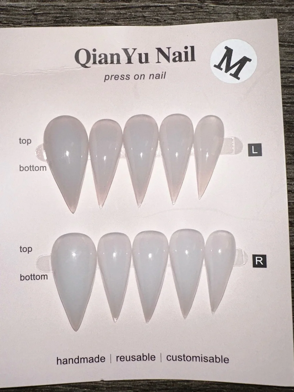 CLAW DRAGON NAILS-Press-On Nails - Pale White Stiletto Set (M)